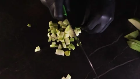 Chef Slicing an Apple Stock Footage 247138408