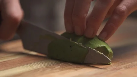 Chef Slicing Avocado 02 Stock Footage 127120213