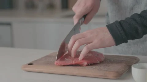 Chef Slicing Beef Strips 60FPS Stock-Footage 149631329
