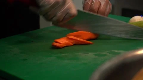 Chef Slicing Carrots Stock Footage 319207455