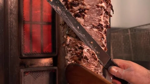 Chef Slicing Meat Stock Footage 319207437