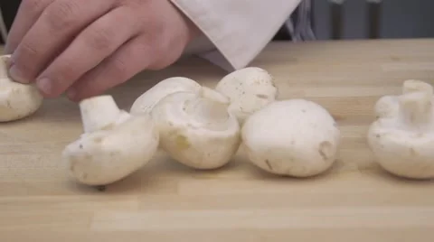 Chef Slicing Mushrooms Stock Footage 55969925