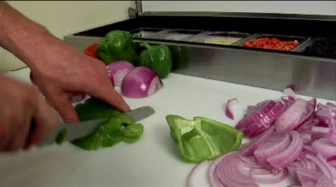 Chef Slicing Onions 01 Stock Footage 24632466