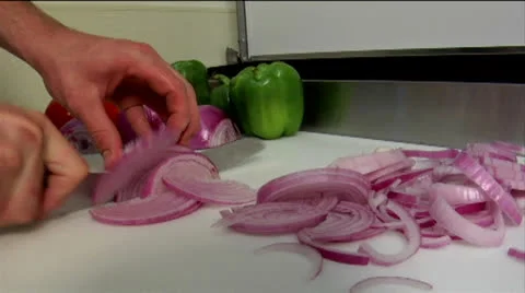 Chef slicing onions 02 Stock Footage 24632472