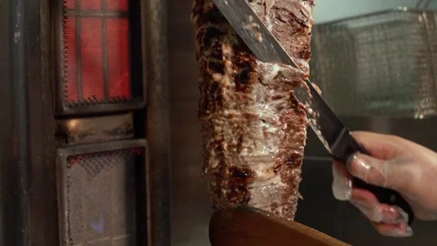 Chef Slicing Shawarma Stock Footage 319207182