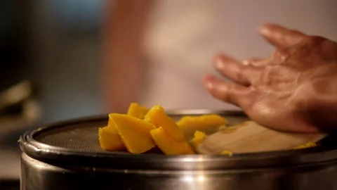 Chef smashing pumpkin Stock Footage 113275163