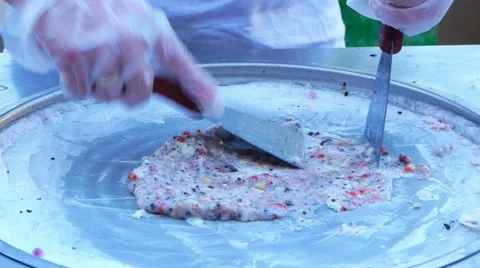 Chef smears milk mixture with the fruit on the refrigeration system Stock Footage 66879088