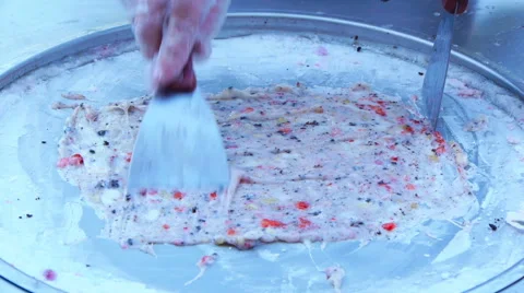Chef smears milk mixture with the fruit on the refrigeration system Stock-Footage 66879094