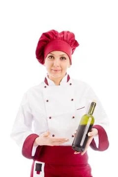 Chef somelier with wine Stock Photos