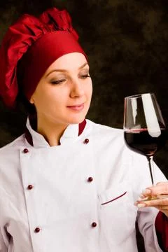 Chef somelier with wine Stock Photos