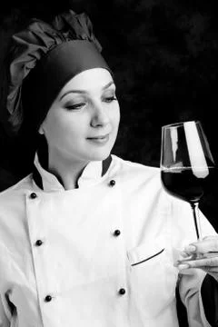 Chef somelier with wine Stock Photos
