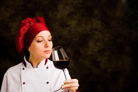 Chef somelier with wine Stock Photos