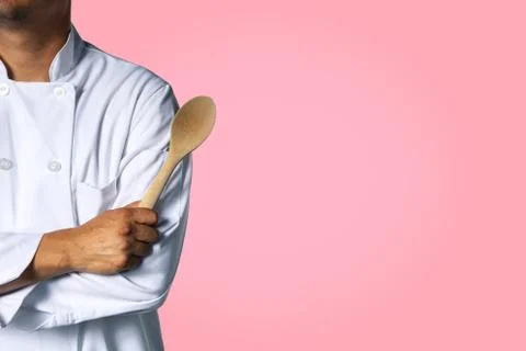 Chef with a spoon background with space for text Stock Photos