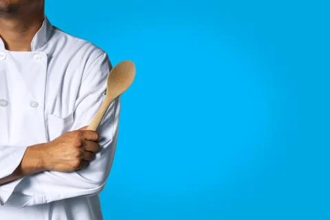 Chef with a spoon background with space for text Stock Photos