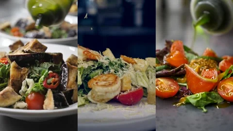 Chef sprinkles grated cheese and pours sauce on ready meals. Italian cuisine Stock Footage 314161646