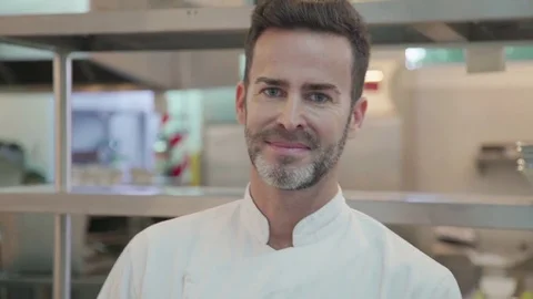 Chef standing in commercial kitchen Stock Footage 75167968