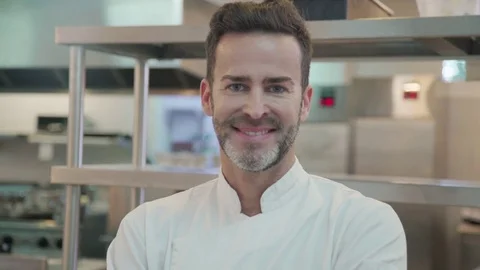 Chef standing in commercial kitchen Stock Footage 75167981