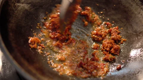 Chef Stir-Fried Spices, Thai Food, Food Ingredients, Spicy, Fresh Red Chili Vidéo 199745931
