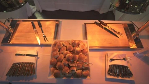 Chef Table Ready to Serve Dinner Stock Footage 119039256