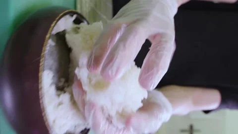 Chef take boiled rice. Cooking the sushi using fish and rice ingredients. Stock Footage 241749878