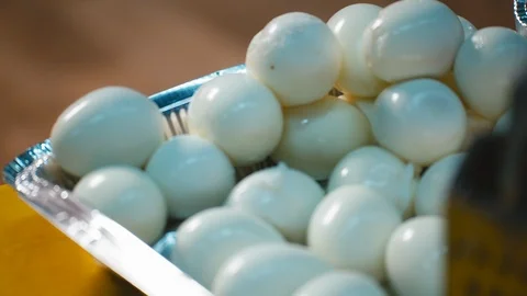 Chef takes boiled egg Close up 動画素材 119702196
