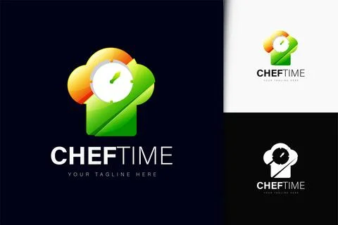 Chef time logo design with gradient Stock Illustration