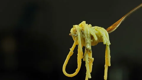 The Chef Took The Spaghetti With a Fork Stock Footage 145651773
