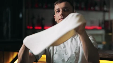 Chef tossing dough for pizza Stock Footage 314651667