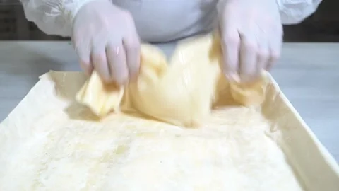 Chef Turkish is making water pastry. Stock Footage 150091752