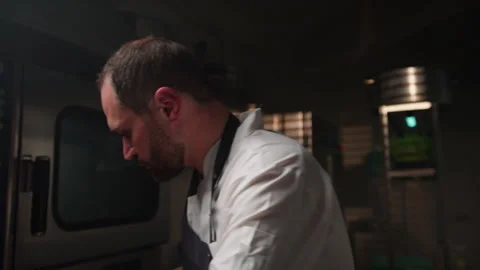 Chef In Uniform Completing His Work Stock Footage 283471434