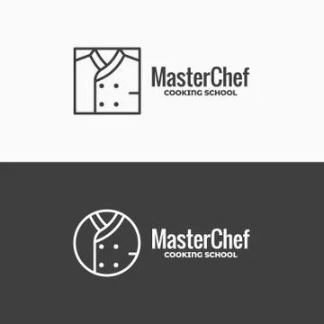 Chef uniform icon. Chefs jacket linear logo on black and white background Stock Illustration