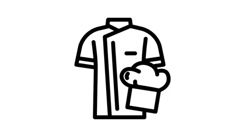 Chef uniform restaurant line icon animation Video stock 326754304
