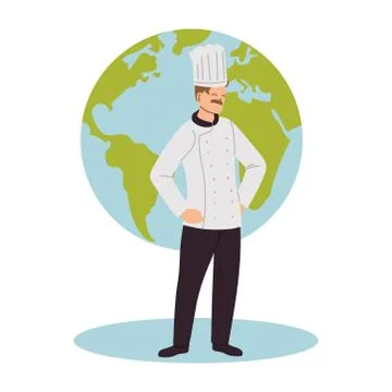 Chef in uniform in the world Illustrazione stock