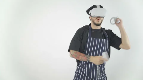 Chef Wearing Virtual Reality Headset  Video stock 143636746