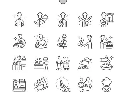 Chef Well-crafted Pixel Perfect Vector Thin Line Icons 30 2x Grid for Web イラスト素材