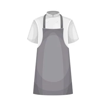 Chef White Double-breasted Jacket and Grey Apron as Uniform and Workwear Clothes Stock Illustration
