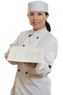 Chef with white plate Stock Photos