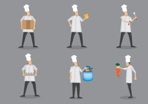 Chef in White Uniform and Toque Vector Character Illustration Stock Illustration