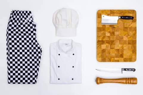 Chef whites flat lay Stock Photos