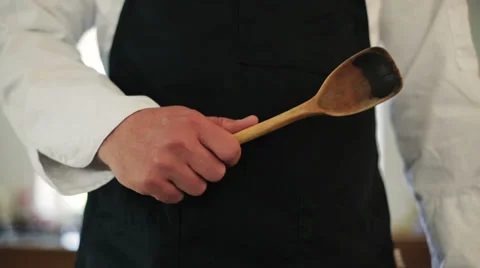 Chef with wooden spoon Stock Footage 39379823