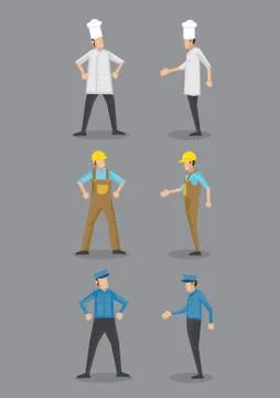 Chef, Worker and Security Guard in Uniform Vector Icon Stock Illustration