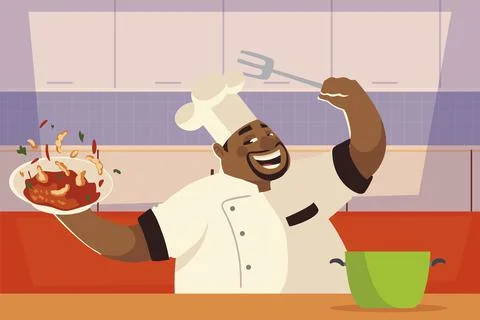 Chef worker preparing food in kitchen restaurant Stock Illustration
