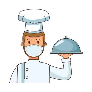 Chef worker profession using face mask Illustrazione stock