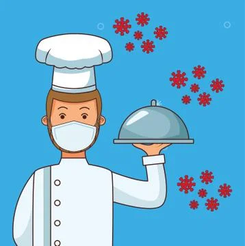 Chef worker profession using face mask Stock Illustration