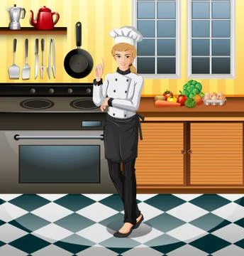 Chef working in the kitchen Stock Illustration