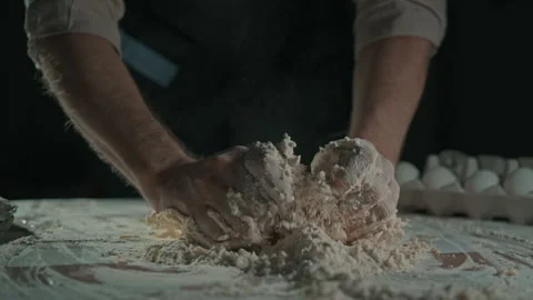 Chef works in bakery kitchen Stock Footage 237525093