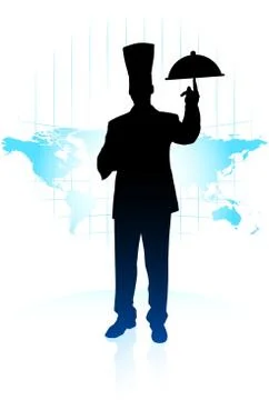 Chef with world background Stock Illustration