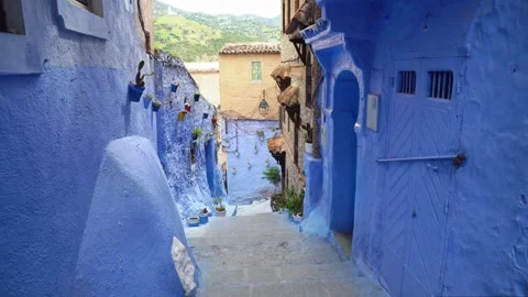 Chefchaouen, Morocco, is a hidden paradise where traditional Moroccan Stock Footage 308200731