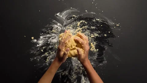 Cheff Hands kneading dough on table preparing bread pastry yeast flour Cook.. Stock Footage 272468172