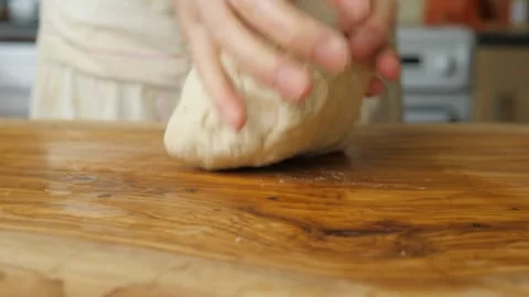 Cheff Hands kneading dough on table preparing bread pastry yeast flour Cook.. Stock Footage 272468188